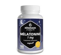 Melatonine Sommeil Adulte - 180 Micro-Comprimés Végétaliens (6 Mois) - Endormissement Rapide et Réparateur - 1mg de Mélatonine par Dose Quotidienne - Sans Additifs Indésirables