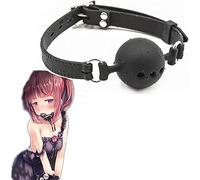 MelBiz Boule de bouche en silicone avec trous pour le jeu dans la chambre (Noir )