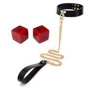 MelBiz Collier ras du cou en cuir avec dés rouges（Black）