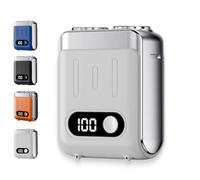 Melbob Shaver, Melbob Mini Shaver, Portable Rotary Dual Ring Electric Shaver, Digital Display, USB Rechargeable Waterproof, for Home Travel (White)