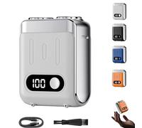 Melbob Shaver, Men's Portable Mini Rotary Electric Shaver, Twin Shavers, Digital Display, Waterproof Blade, Small And Portable, for Home Travels (White)