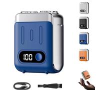 Melbob Shaver, Men's Portable Mini Rotary Electric Shaver, Twin Shavers, Digital Display, Waterproof Blade, Small And Portable, for Home Travels (Blue)