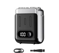 Melbob Shaver, Men's Portable Mini Rotary Electric Shaver, Twin Shavers, Digital Display, Waterproof Blade, Small And Portable, for Home Travels (Black)