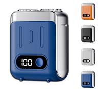 Melbob Shaver, Portable Rotary Dual Ring Electric Shaver, 2025 New Upgrade Men's Portable Mini Rotary Electric Shavers, Digital Display, Type-C Rechargeable, for Home and Travel (Blue)