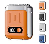 Melbob Shaver, Portable Rotary Dual Ring Electric Shaver, 2025 New Upgrade Men's Portable Mini Rotary Electric Shavers, Digital Display, Type-C Rechargeable, for Home and Travel (Orange)