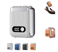 Melbob Shaver, Portable Rotary Dual Ring Electric Shaver, Men's Portable Mini Rotary Electric Shavers, Mini Razor Dual Head Portables, Digital Display, for Home Travel (White)