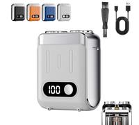 Melbob Shaver, Portable Rotary Dual Ring Electric Shaver, Mini Razor Dual Head Portable, Cordless Razor for Men, USB Rechargeable Waterproof, Digital Display, for Home & Travel (White)