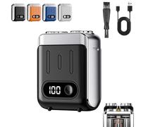 Melbob Shaver, Portable Rotary Dual Ring Electric Shaver, Mini Razor Dual Head Portable, Cordless Razor for Men, USB Rechargeable Waterproof, Digital Display, for Home & Travel (Black)