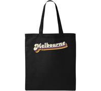 Melbourne Australia Sac fourre-tout coloré en coton écologique avec logo 3D Noir, Noir , Taille unique