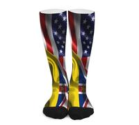 Melbrakin Amérique contre Niue - Combinaison de drapeaux du peuple de Niue Chaussettes de compression pour femmes et hommes, mi-hautes, idéales pour la course à pied et les voyages.