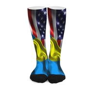 Melbrakin Amérique contre Palaos : combinaison de drapeaux du peuple palaos Chaussettes de compression pour femmes et hommes, mi-hautes, idéales pour la course à pied et les voyages.