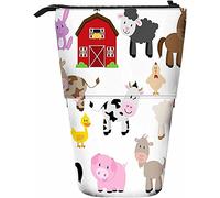 Melbrakin Animaux de la Ferme et Grange Trousse à Crayons télescopique avec Fermeture éclair pour Femmes Hommes garçons Filles chèvre Agneau Poussin Cheval Vache âne Canard Lapin Cochon
