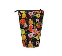 Melbrakin Aquarelle Coquelicots Noir Porte-Crayon télescopique Organisateur Debout Pochette à cosmétiques Trousse de Maquillage Papeterie étui à Stylo