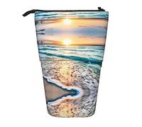 Melbrakin Beach Sunset Ocean Waves Trousse à Crayons télescopique Porte-Stylo Pochette à Crayons télescopique Papeterie, pour Le Bureau de l'école, Noël2, Taille Unique, Organisateur de Sac