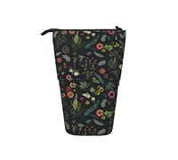 Melbrakin Boho Noir Denim Bleu Lupin Porte-Crayon télescopique Organisateur Debout Pochette à cosmétiques Trousse de Maquillage Papeterie étui à Stylo