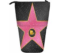 Melbrakin Boîte de Rangement pour Crayons télescopiques Pink Star avec Fermeture à glissière pour Femmes Hommes garçons Filles Movie Fame Reward Honor Performer Actrice Film Cinema
