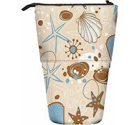 Melbrakin Boîte de Rangement télescopique pour Crayons de Plage avec Fermeture à glissière pour Femmes Hommes garçons Filles étoiles de mer étoiles de mer Coques Pierres Coquillages Belle Vie Marine