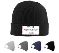 Melbrakin Bonnet personnalisé avec Texte et Photo, Bonnet en Tricot Unisexe, Casquettes Classiques Snapback Trucker Dad, Chapeaux d'hiver, Cadeaux personnalisés pour Hommes et Femmes