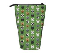 Melbrakin Bouledogues français Frenchie Mignon Chien Chiens Visages de Chien Trousse à Crayons, Pochette à Crayons, étui à Crayons télescopique Support Porte-Crayons Sac à stylos