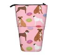 Melbrakin Boxer Manteaux Mixtes Chien Race Beignets Rose Trousse à Crayons, Pochette à Crayons sur Pied, étui à Crayons télescopique Support Porte-Crayons Stylo Sac