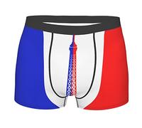 Melbrakin Boxer Respirant pour Homme, sous-vêtement avec Drapeau de la France, Tour Eiffel, Slip Extensible