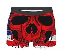 Melbrakin Boxer Respirant pour Homme, sous-vêtement avec tête de Mort, Drapeau américain, caleçon Extensible