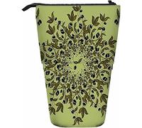 Melbrakin Branches d'olives Noires Étui à Crayons télescopique Boîte de Rangement pour stylos avec Fermeture à glissière pour Femmes Hommes garçons Filles Farm Harvest Olive Berry Raw Food Green Leaf