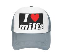 Melbrakin Casquette de Baseball en Maille « I Love Milfs » avec Inscription « Heart Milfs » pour Homme et Femme