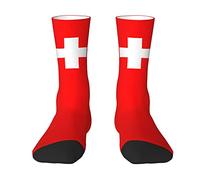Melbrakin Chaussettes d'équipage de drapeau de la Suisse Chaussettes athlétiques d'été évacuant l'humidité pour hommes et femmes
