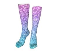 Melbrakin Chaussettes hautes multicolores à paillettes, chaussettes longues décontractées pour Cosplay pour femmes