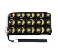 Melbrakin Compatible avec Le Portefeuille Gold Sun Crescent Moon Star, Sac à Main à Fermeture éclair de Grande capacité pour Filles et Femmes