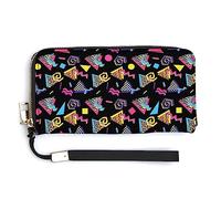 Melbrakin Compatible avec Le Portefeuille Noir rétro des années 80 et 90, Sac à Main à Fermeture éclair de Grande capacité pour Filles et Femmes