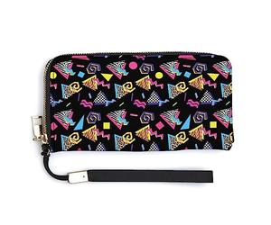 Melbrakin Compatible avec Le Portefeuille Noir rétro des années 80 et 90, Sac à Main à Fermeture éclair de Grande capacité pour Filles et Femmes