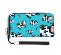 Melbrakin Compatible avec Un Joli Portefeuille en Forme de Vache de Dessin animé, Sac à Main à Fermeture éclair de Grande capacité pour Filles et Femmes