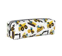 Melbrakin Construct Machines Pelle Camion Voiture Impression Trousse Pochette Porte-Stylo Sacs à Crayons en Cuir Boîte Organisateur Fermeture Éclair Cosmétique Maquillage Sac De Rangement