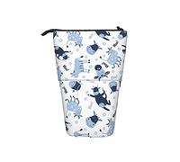 Melbrakin Étui à Crayons Mignon Vache Bleu Stylo Support télescopique Papeterie Support de Rangement Pochette Fournitures Scolaires pour étudiant Artiste Bureau infirmière