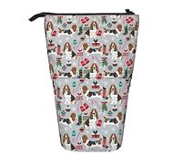 Melbrakin Étui à Crayons pour Chien de Noël Basset Hound, Pochette à Crayons sur Pied, étui à Crayons télescopique Porte-Crayon Porte-Stylo