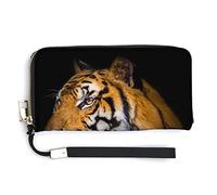 Melbrakin Ferocious and Real Bengal Tiger Portefeuille pour Femme Grande capacité Portefeuilles pour Dames Longue Pochette imprimée Sac à Main en PU avec Fermeture éclair