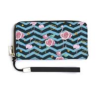 Melbrakin Flamingo Glitter Bird with Leaf Rose Portefeuille pour Femme Portefeuilles de Grande capacité pour Dames Pochettes Longues Sac à Main en PU imprimé avec Fermeture à glissière