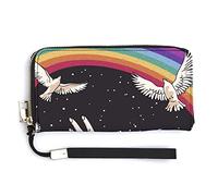 Melbrakin Flying Birds and Hands LGBT Pride Rainbow Portefeuille pour Femme Grande capacité Portefeuilles pour Dames Pochette Longue Imprimé PU Sac à Main avec Fermeture éclair
