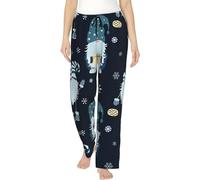 Melbrakin Gnome et flocons de neige Pantalon de pyjama long décontracté pour femme avec cordon de serrage