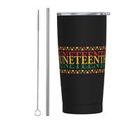 Melbrakin Gobelet de liberté Juneteenth Independence Day avec couvercle et paille Gobelet isolé sous vide en acier inoxydable de 20 oz Tasses à café réutilisables Tasse de voyage