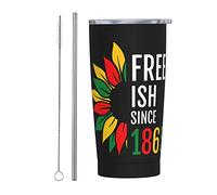 Melbrakin Gobelet du dix-neuvième jour de l'émancipation avec couvercle et paille 20 oz en acier inoxydable gobelet isolé sous vide tasses à café réutilisables tasse de voyage