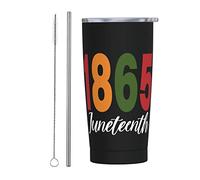 Melbrakin Gobelet du dix-neuvième jour de l'émancipation avec couvercle et paille 20 oz en acier inoxydable gobelet isolé sous vide tasses à café réutilisables tasse de voyage