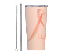 Melbrakin Gobelet du mois de sensibilisation au cancer de l'utérus avec couvercle et paille Gobelet isolé sous vide en acier inoxydable de 20 oz Tasses à café réutilisables Tasse de voyage