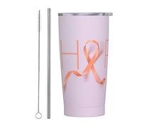 Melbrakin Gobelet du mois de sensibilisation au cancer de l'utérus avec couvercle et paille Gobelet isolé sous vide en acier inoxydable de 20 oz Tasses à café réutilisables Tasse de voyage