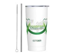 Melbrakin Gobelet du mois de sensibilisation au nanisme avec couvercle et paille Gobelet isolé sous vide en acier inoxydable de 20 oz Tasses à café réutilisables Tasse de voyage