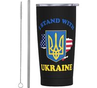 Melbrakin Gobelet isolé sous vide en acier inoxydable, je suis avec l'ukraine, tasses à café de 20oz, tasse de voyage, tasse d'eau