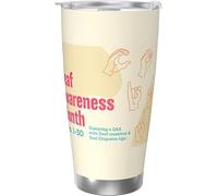 Melbrakin Gobelet isolé sous vide en acier inoxydable pour sensibilisation aux sourds, tasses à café de 20oz, tasse de voyage, tasse d'eau