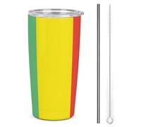 Melbrakin Gobelet isotherme Mali Flag, 590 ml, en acier inoxydable, double paroi sous vide, avec couvercle à paille, idéal pour les voyages et les occasions spéciales. Parfait pour offrir.